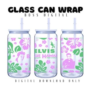 Elvis Hawaii Sublimationsbecher Wrap Bundle, Sublimationsdesignvorlagen, gerader PNG Digitaler Download.