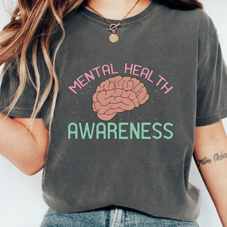 Mental Health Awareness Shirt, Pastel Brain Graphic Tee, Positive ...