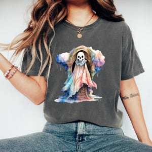 Haunted Ghost Arch Shirt, Halloween Spirit Arch Tee, Spooky Watercolor Halloween Tee, Grim Reaper Halloween Shirt, Retro Fall Ghost Tshirt