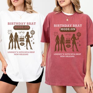 Anniversaire personnalisé avec mode enfant sur une chemise, t-shirt personnalisé pour fille, anniversaire de voyage, chemise d'anniversaire disco, mode diva sur t-shirt couleurs confort
