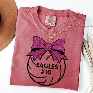 Custom Volleyball Bow Shirt, Game Day Shirt, Volleyball Team Shirt,Volleyball Fan Shirt, Volleyball Season, Sport Mama Shirt, Comfort Colors