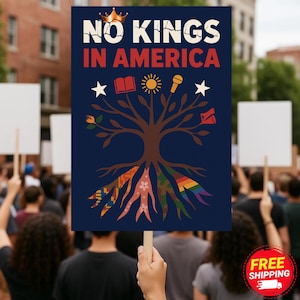 No Faux King Way Protest Sign, 86/47 Protest Sign Anti Trump Resistance, Political Activist Poster, Rally Sign, Resist Fascism Protest Png