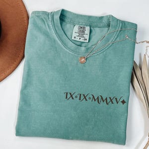 Personalized Roman Numeral Tshirt, Custom Anniversary Date Shirt, Matching Couples Outfit, Honeymoon Shirt, Wedding Shirt, Comfort Colors