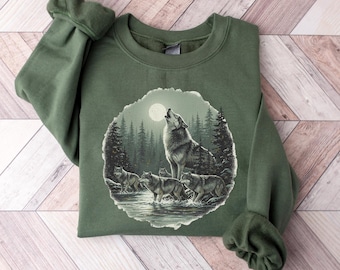 Camiseta vintage de los 90 con estampado de lobo, estilo grunge retro.