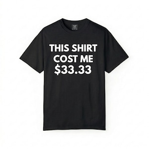 This Shirt Cost Me 33.33 Shirt, Funny Viral Meme Tee, Bold Text Graphic Shirt, TikTok Humor Saying Tee