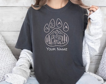 Custom Dog Paw Shirt for Women, Personalized with Pet Name & Paw Print, Dog Mama Gift Idea, Custom Paw Print Shirt for Women, Comfort Colors