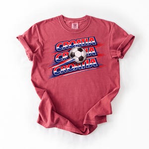 Croatia Football Fan Shirt, 2026 Croatia Supporter Tee, Checkered Graphic Soccer Apparel Crimson
