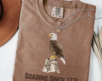Bald Eagle Shirt, Americana Themed Soft Style Shirt, 1776 Historical TShirt, Soaring Since 1776 Print, USA Vintage Shirt, Comfort Colors