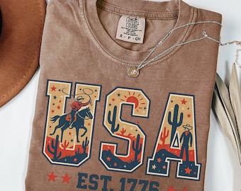 Shirt West-VS, T-shirt van 4 juli, T-shirt Verenigde Staten Est 1776, T-shirt van 4 juli, patriottisch shirt, shirt met Amerikaanse vlag, vintage T-shirt, Comfort Colors®