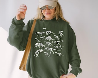 Dinosaur Skeleton Sweatshirt, Fossil Fan Unisex Hoodie
