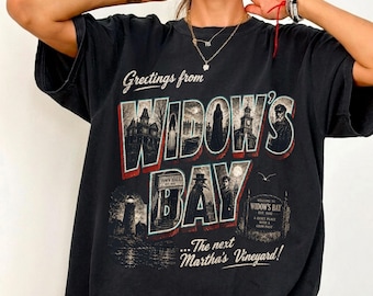 Comfort Colors® Greetings From Widow’s Bay Horror Movie Shirt, Vintage Coastal Horror Graphic Tee, Spooky Movie Fan Gift