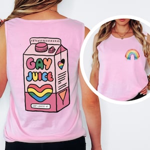 Gay Juice Tank Top, Cute LGBTQ Pride Shirt, Queer AF Summer Tank, Funny Lesbian Gay Pride Top, Colorful Rainbow Graphic Tee, Comfort Colors
