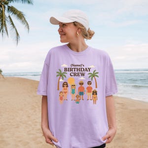Custom Beach Birthday Family Shirt, Beach Tee with Cartoon Characters, Matching Family Birthday Crew Tee, Personalized Beach, Comfort Colors