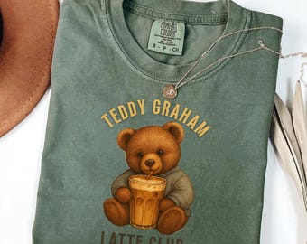 Teddy Graham Latte Club Shirt, Cute Fall Coffee Bear Tee, Retro Iced Latte Aesthetic T-Shirt, Cozy Barista Cafe Shirt, Tiktok Viral Shirt
