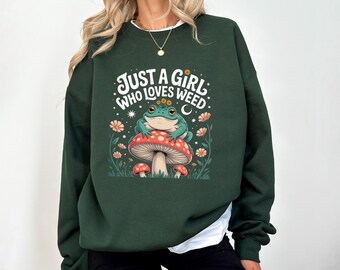 Frog Mushroom Cottagecore Sweatshirt, Stoner Girl Gift