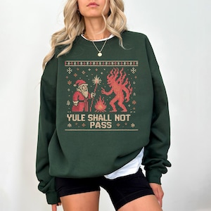 Sudadera «La Navidad no pasará», suéter navideño divertido, camiseta navideña «Santa contra monstruo», camiseta fea de punto navideño, regalo navideño para nerds