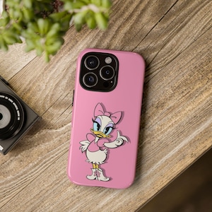 Uroczy pokrowiec na telefon Daisy Duck na iPhone'a 15 14 13 12 11 i Samsunga S24 S23 z serii A – różowy, kreskówkowy, wytrzymały pokrowiec