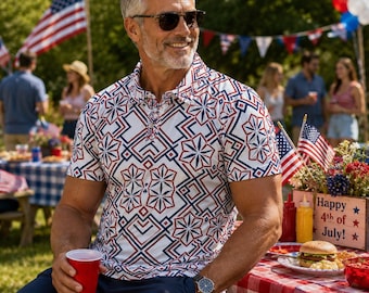 Juli 4 Outfit Polo-Shirt | Rot-Weiß-Blau-Unabhängigkeitstag-Pathopischer Entwurf