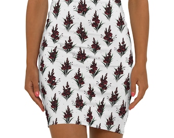 Röd blommig gladiolusbukett med pennkjol | Botaniskt mönster, heltäckande tryck