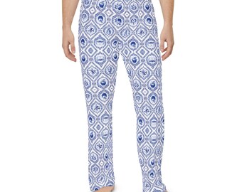 Blue Tile Teacher Education Motifs Pajama Pants | All-Over Print