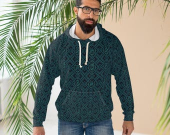 Teal Geo Mosaic Teacher Education Motifs Hoodie | All-Over Print Pullover