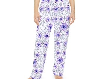 Purple Floral Pattern Pajama Pants | All-Over Print