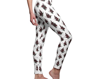 Leggings con estampado floral de gladiolos rojos / Estampado integral