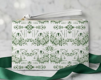 Bolso de mano con estampado floral verde y motivos médicos / Estampado floral para enfermeras y médicos