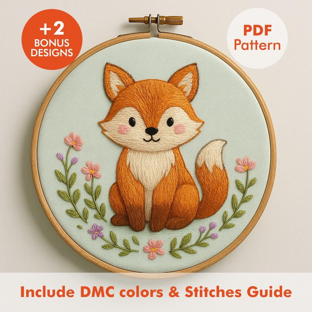 Fox Embroidery Pattern PDF, Woodland Nursery Hoop Art With DMC Guide - Etsy