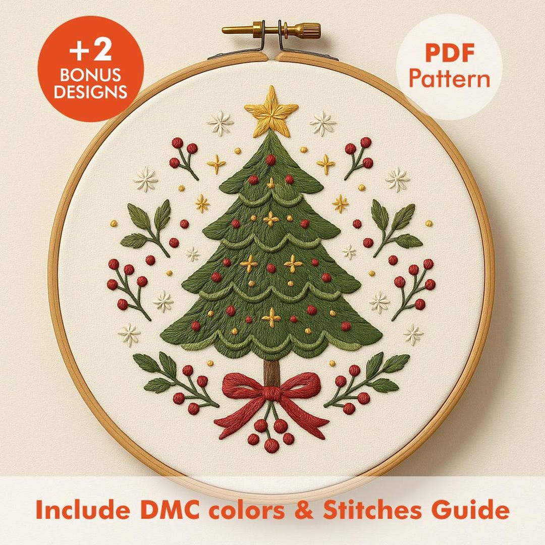 Christmas Tree Embroidery Pattern PDF | Holiday Tree Hoop Art - Etsy