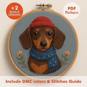 Mouse with Cookie Embroidery Pattern PDF, Adorable Animal Hoop Art with DMC Color Guide