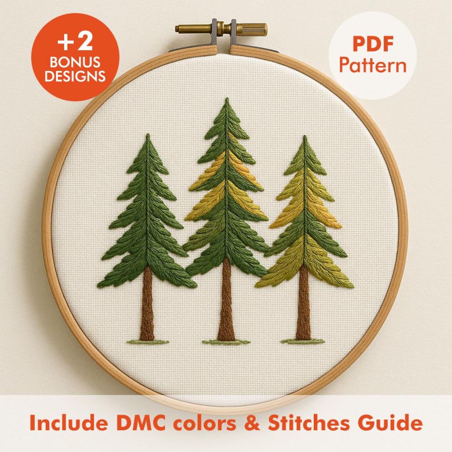 Pine Tree Embroidery Pattern PDF - Etsy