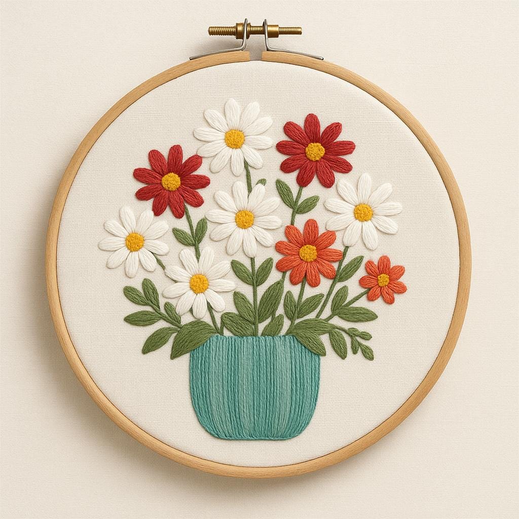 Peony Floral Bouquet Embroidery Pattern – Elegant Flower Hoop Art PDF ...