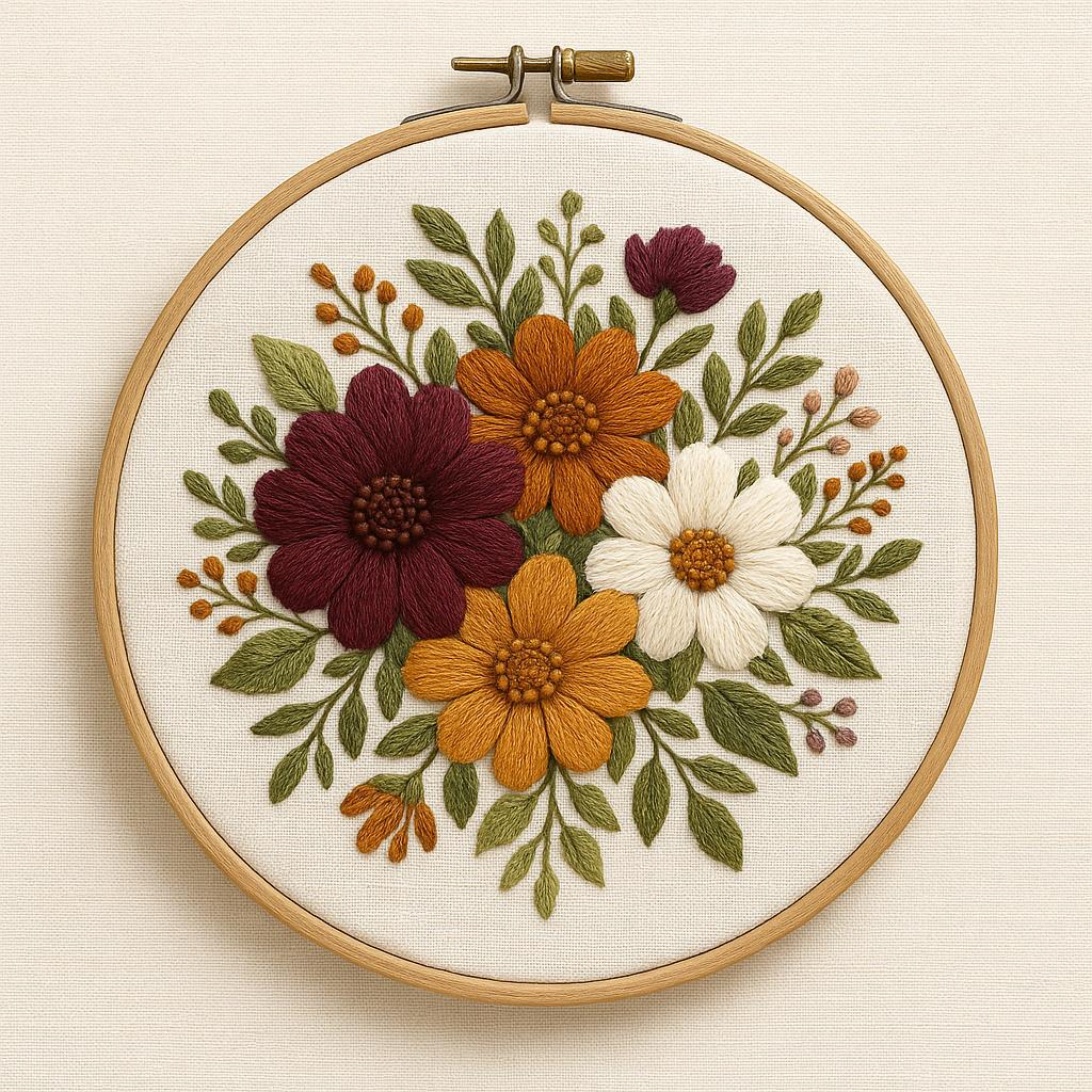 Peony Floral Bouquet Embroidery Pattern – Elegant Flower Hoop Art PDF ...