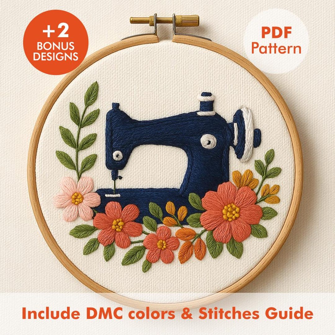 Machine Embellisher Pattern Machine Embroidery Pattern PDF | Floral Sewing Hand Embroidery Design ...