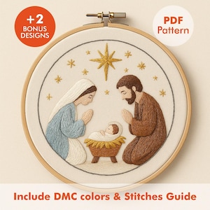 Weihnachtskrippe (PDF) | Stickvorlage für die Heilige Familie