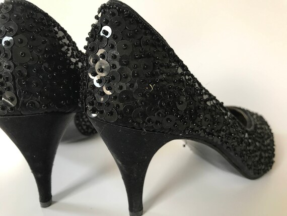 sequin pumps black
