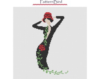 Vintage Woman VI. Instant Download PDF Cross Stitch Pattern