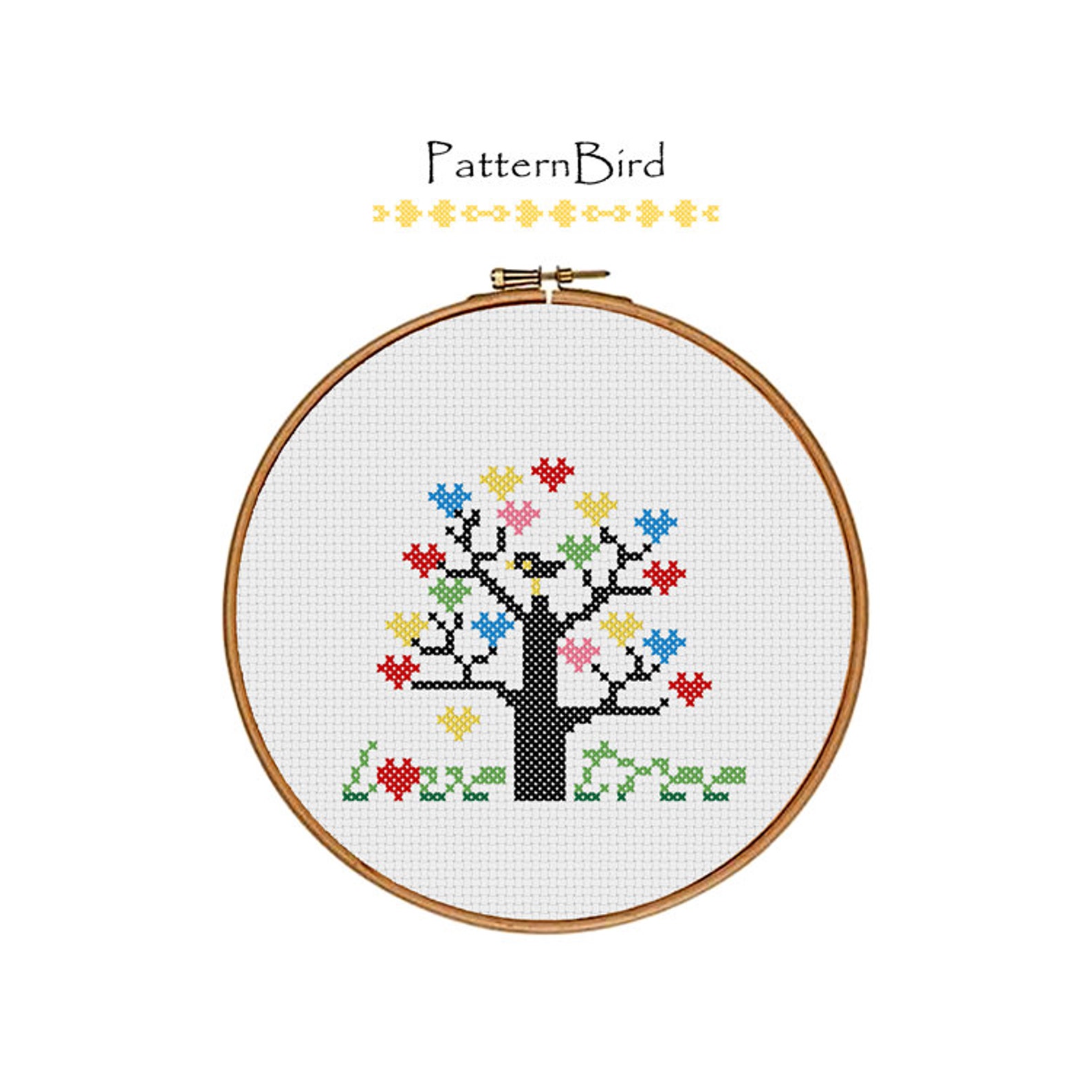 Love Tree Cross Stitch Pattern Counted Cross Stitch Pattern