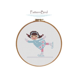 A Little Girl Ice Skating. Instant Download PDF Cross Stitch Pattern image 1