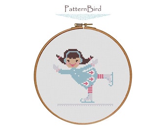 A Little Girl Ice Skating. Instant Download PDF Cross Stitch Pattern