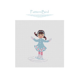 A Little Girl Ice Skating II. Instant Download PDF Cross Stitch Pattern image 2