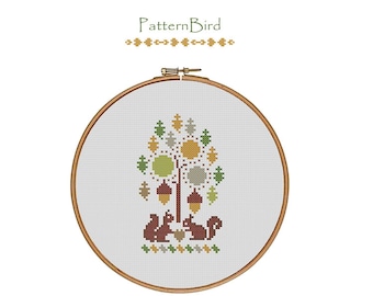 Squirrel Love. Instant Download PDF Cross Stitch Pattern