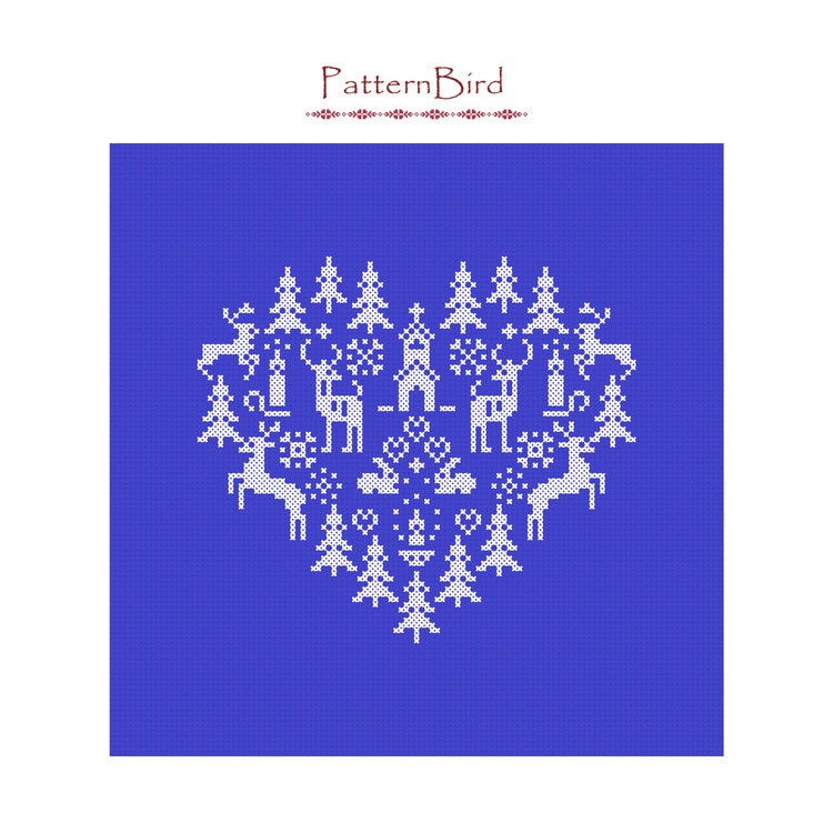 Christmas Heart. Instant Download PDF Cross Stitch Pattern - Etsy