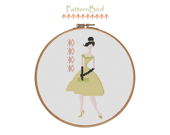 Vintage Woman II. Instant Download PDF Cross Stitch Pattern