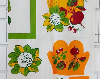Vintage Thanksgiving Stoff Panel / Cut & Sew Schürze, Ofenhandschuh, Topflappen, Geschirrtuch, Servietten / Herbst Ernte Gemüse