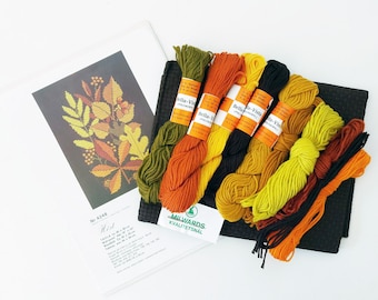 Herbstblätter Kreuzstichpackung / Vintage Marks Stickpackung Made in Sweden