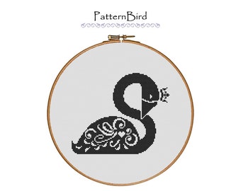 Swan Silhouette. Instant Download PDF Cross Stitch Pattern