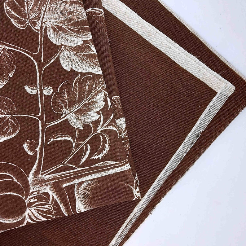 Vintage Botanical Printed Fabric Panel for Framing or DIY Crafting / Large Monochrome Wall Art Unfinished Antique Book Page on Cotton image 5