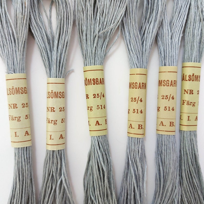 Swedish Vintage Pale Blue Linen Yarn 6 Skeins / New Old Stock Hand Embroidery Thread Made in Sweden / NIAB Nordiska Industri image 4